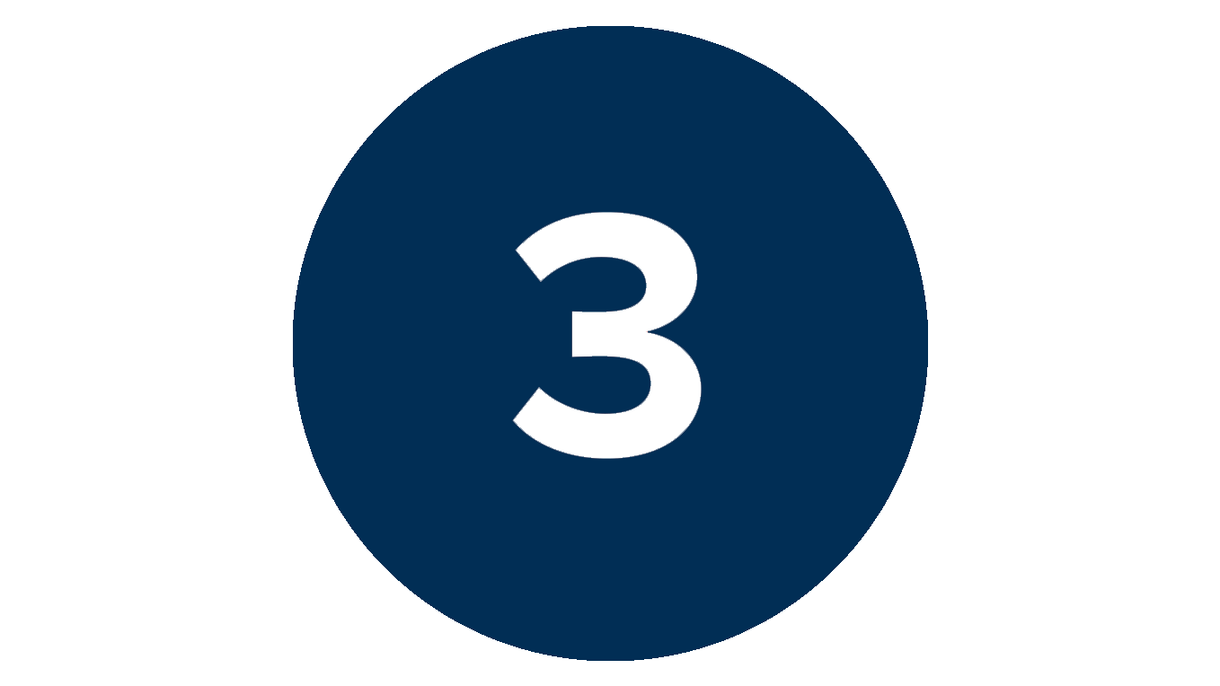 Bild på en vit siffra tre på en blå bakgrund