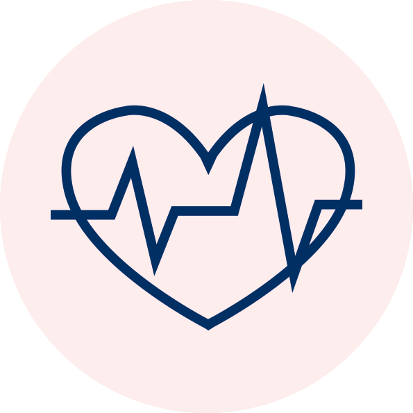 Livförsäkring, en symbol  som visar ett tecknat hjärta med en ekg-kurva